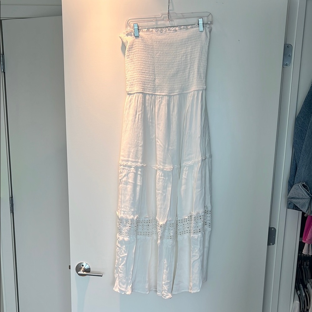 White Maxi dress or skirt with Crochet Detail
